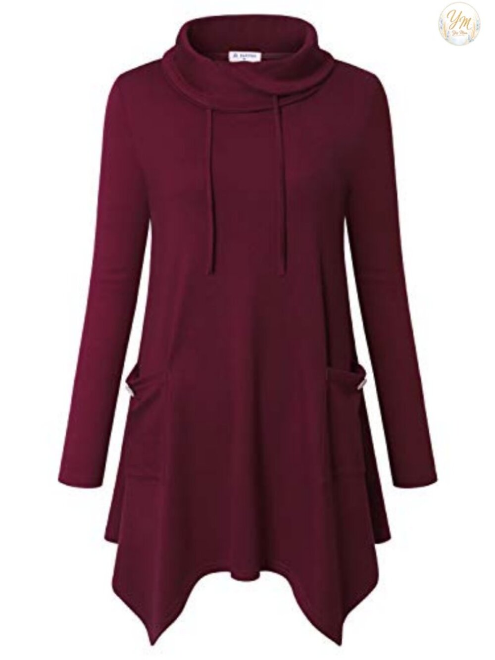 Asymmetrical Tunic Sweater for Leggings with Pockets